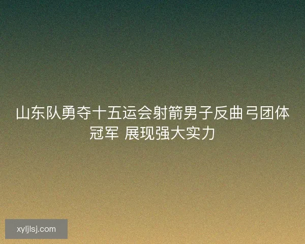 山东队勇夺十五运会射箭男子反曲弓团体冠军 展现强大实力 山东队勇夺十五运会射箭男子反曲弓团体冠军 展现强大实力